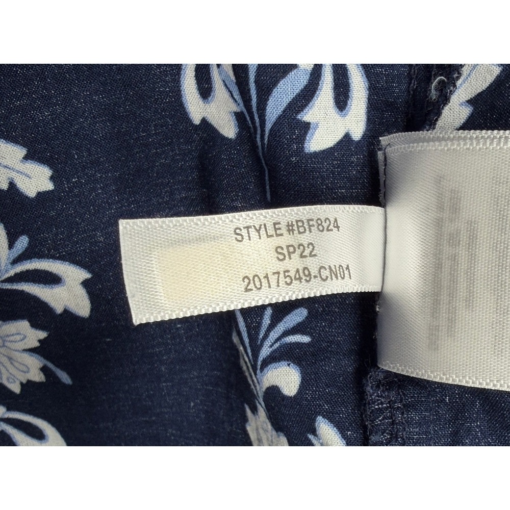 J Crew Top Women XXL Navy Floral Boho Peasant Prairie Cottage 100% Cotton Preppy - Picture 10 of 12